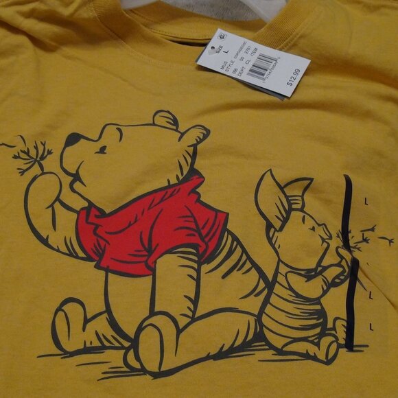 Disney Winnie the Pooh and Piglet T-shirt Yellow Women's Large - Picture 12 of 16